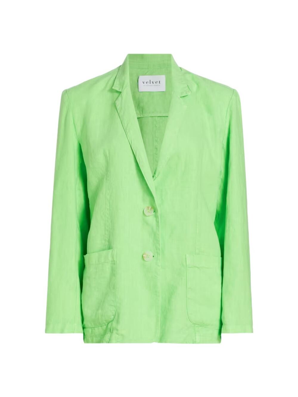 Velvet by Graham & Spencer Cassie Linen Two-Button Blazer Pixy Green Size XS New